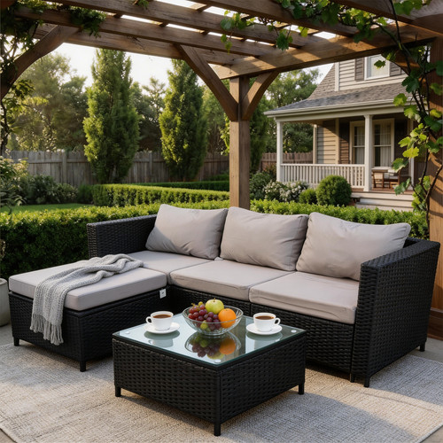 Rattan shaped corner sofa 4 - rattan,